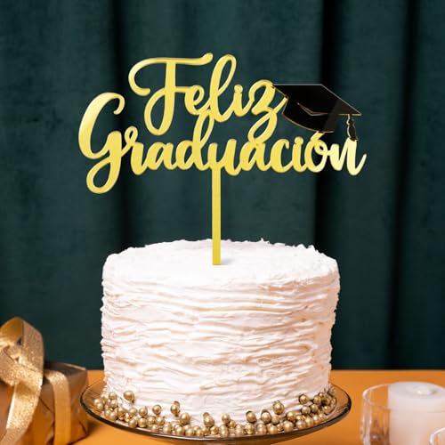 Taart Topper Graduation in Spaans Cake Decoration Feliz Graduación Acryl 3