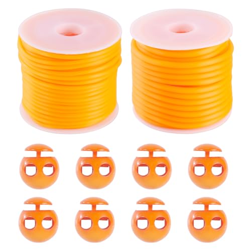 15m Holle Pijp Rubber koord met Plastic koord sloten 2mm 3mm Stitch houder Tube Cords Orange Brei Barber Cords voor sieraden maken DIY Crafts