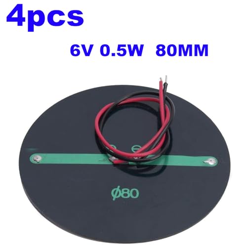 4 stuks 6 V 0,5 W 80 mm mini-zonnepanel, epoxyharsmodule, droogbaar zonnepanelen voor zonne-energie, thuis, doe-het-zelf, wetenschapsprojecten, speelgoed, oplader