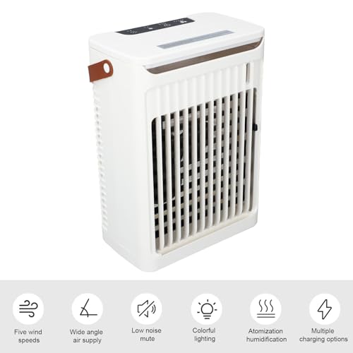 Draagbare Airconditioning Airconditioning Ventilator Koeler met 680 Ml Tank 2 koude mist 5 snelheden 2 koude mist en 7 LED's Mini-verdamping Airconditioner