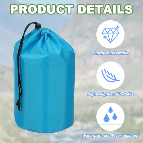 Stuff Sack, 5 x 10 Inch Waterdichte Outdoor Opbergzak Draagbaar Koordstof Valve Bag Lichtgewicht slaapzak voor Camping Wandelen Rugzak, Blauw 3