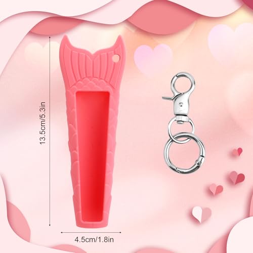 Lip balsem houder sleutelhanger, Portable Silicone Lip Balsem beschermhoes met sleutelhanger Compatibel met de zomer vrijdag Pink Sugar (Pure kleur roze suiker)