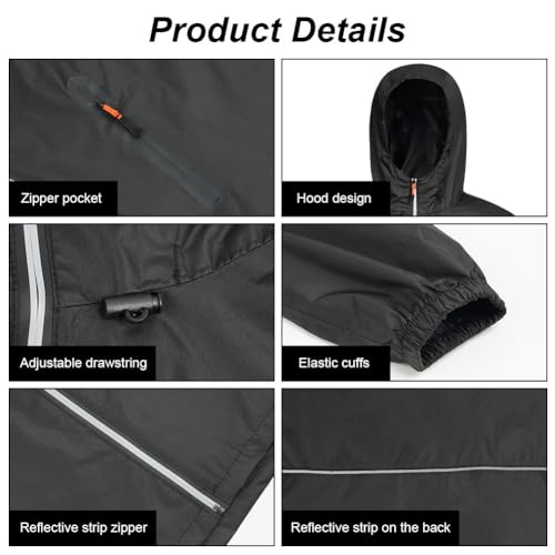 Heren regenjas Waterdicht Lichtgewicht Waterdicht Opvouwbare regenjas met Hood Bike Rain Windbreaker voor Wandelen Running Outdoor 4