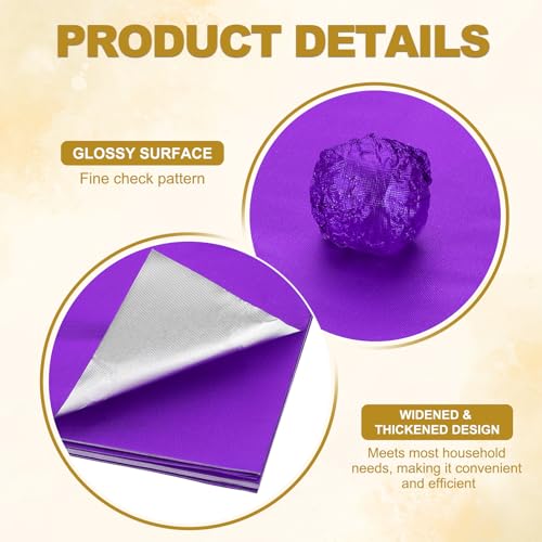 Foil Candy Wraps 15 x 5 inch, 100 stuks Vierkant fijn raster Aluminium Foil Candy Wraping Paper voor DIY Chocolate Candies Verpakking Decoratie, Paars 3