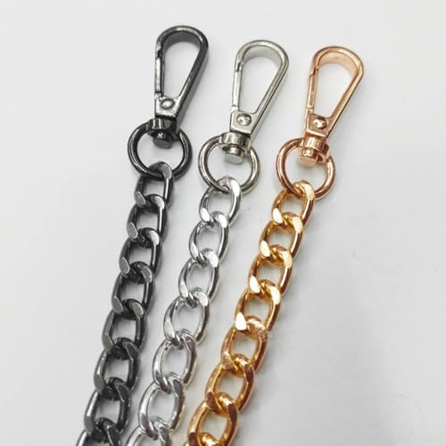 Zakketting, metalen ketting, schouderband, breedte 9.5 mm, DIY geweven zakband, metalen zakketting, aluminium ketting, voor handtassen, schoudertas, tas, zwart, 40 cm 4