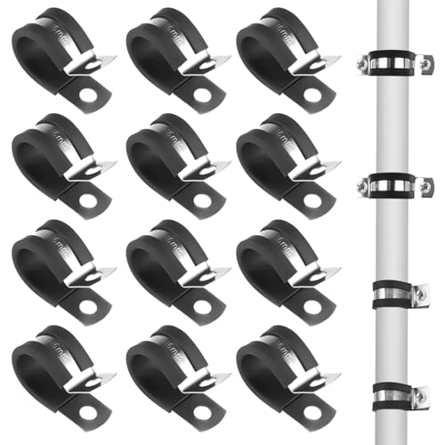 12 st Roestvrij stalen buisklemmen, 30cm 304 Roestvrij stalen buisklem, Rubber Lined P Clips Slangenpijpklem, buisklemmen, U-Tube riemklem voor buis, voor buis, buis, kabel, sanitaire