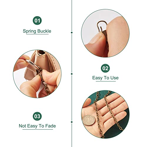 10 stuks tas riem kettingen 120cm Ijzer Flat Kabel Ketting Vervanging handtas kettingen riemen met metalen sluitingen voor Crossbody Schouder Bag Purse Clutch, Antiek Brons 3