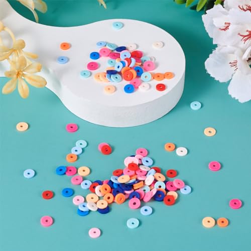 120G handgemaakte polymeer klei kralen voor armbanden, Heishi kralen, schijf kralen, gemengde kleur platte ronde kralen voor sieraden maken kit vriendschap armband kit ketting oorbellen
