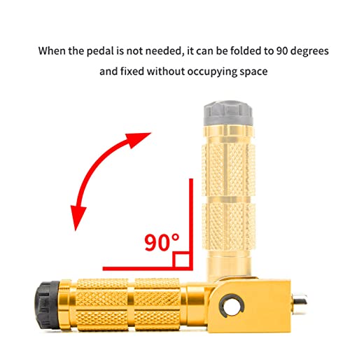 2Pcs Passenger Voet Pegs voor Motorfiets, Opvouwbare voet Pedal M8 Non-slip Aluminium voetsteun Universeel voor het fietsen van ATV UTV Go Kart (Goud) 4