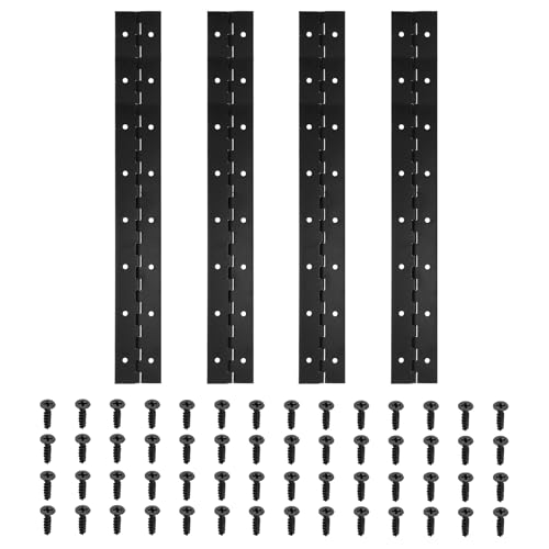 16x2 Inch Piano Scharnier, 4 Pack 304 Roestvrij staal Continue Scharnier met gaten voor Piano Gate Deur Houten Opbergbox Kabinetboot, Zwart