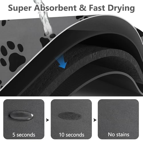 60x40cm Pet Bowl Mat voor honden en katten, Super Absorberende Voeding Mat, Non-Slip en Waterproof Dog Bowl Pad, Hondenvoer Mat, voor Living Room, Pet Store (Dark Grey) 4