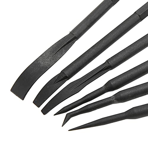 6-Piece Cow Hook Set Dual Ended ABS Plastic, zwart voor het verwijderen van O-Ring Sealing Accessoires