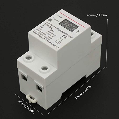 Spanningsbeveiliging 230 V 40 Een onderspanningsbescherming tegen overspanning met automatische resetbeveiliging voor 35 mm DIN rail montage