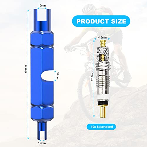 Presta Valve Cores, 11-Piece Fiets Presta Valve Removal Kit voor universele wegfiets en mountainbikes, vervanging Presta Valve Core vervanging Kit Inclusief uitbreidingssleutel