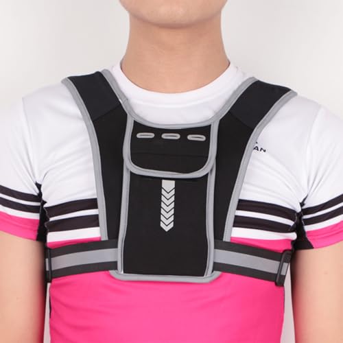 Sea Running Vest telefoon houder, Reflective Running Vest telefoon houder, met 2 schouder zakken & voor-en achterzak voor mannen vrouwen fietsen (zwart) 5