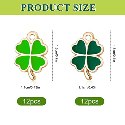 Vier Clover Charms, 24 stuks Groene Metal Vier Klaver Lucky Charm Clover Bedels Ornamenten DIY sieraden Accessoires, Metal, Metal 4