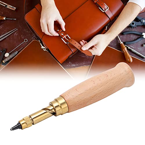 Verstelbaar Japans schroefgat Punch, Schroefgat Punch met 6 vervangbare Punch, leren gat Punch, Gordel Hole Punch, Houten handvat Hole Punch Boek Bindmiddel voor het naaien van leder 4
