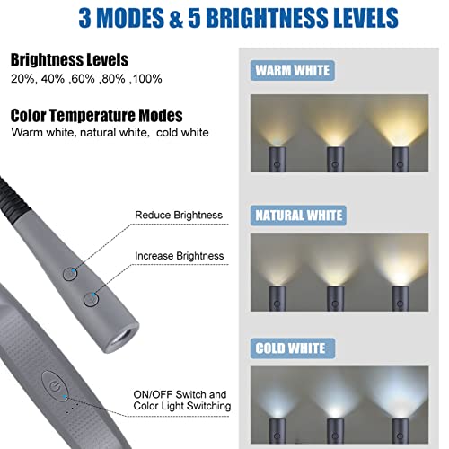 Neklicht 3 kleuren 9 Helderheid Verstelbaar oogvriendelijk Oplaadbaar leeslampje voor lezers Craft Outdoor Gift 4