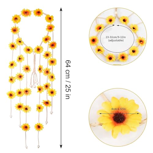 Zonnebloem haarband, Zonnebloem haarkrans hoofdstuk, Boheemse haarbanden, Boheemse stijl, Geschikt voor strand, feest, bruiloft decoratie