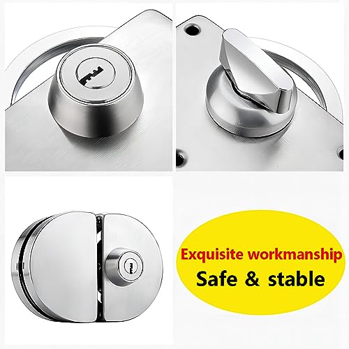 Roestvrij stalen glazen deur slot dubbel glazen deur slot schuifdeur glazen deur met 3 koperen sleutels voor winkel en kantoor, kan worden vergrendeld binnen 4