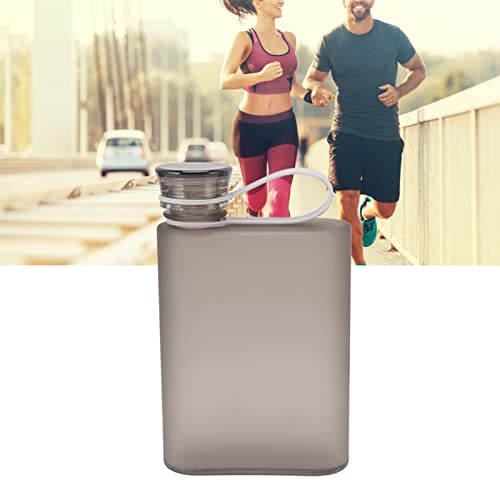 Waterfles, Transparante Vierkante Fles, Leakproof Flat Plastic Fles, Sport Waterfles, Portable Paper Waterfles voor Office, Sportschool, Buitensport, Outdoor Sportfles, 380ml 4