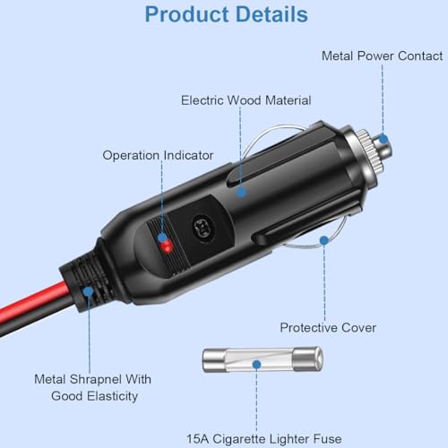 XT60 Bus to Sigaret Lighter Plug Extension Cable, 14 AWG XT60 Car Charging Cable, voor Solar Panel, Portable Power Supply, Chargers (4.9 Feet) 3
