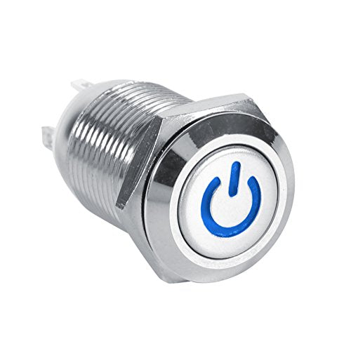 12mm 12V LED waterdicht roestvrij staal direct Drukschakelaar aan/uit knopschakelaar 1NO1NC (blauw), blauwe LED 3