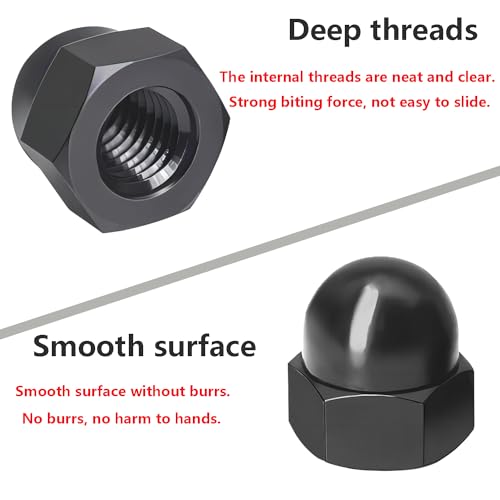 Verpakking van 25 Dome Noten M3 Cap Noten Zeshoekige Blinde Noten Eikel Noten Zwart 3