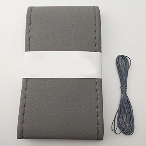 Lederen autostuurwielhoes, Universele autostuurwielhoes Handnaaien Geperforeerde microvezel lederen stuurwielhoes voor 38cm Diameter (Grijs)