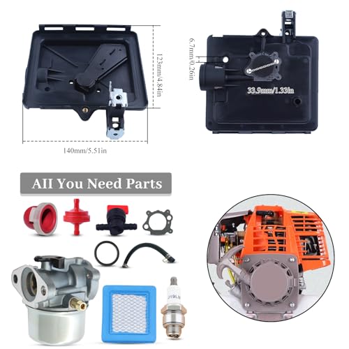 799868 Carburetor Kit Compatibel met 498170 799872 694202 497586 498254 790821 Carburetor vervangingsmotor gazon maaier met luchtfilter vonkplug