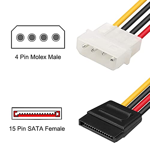10 Pack SATA naar Molex, 4 Pin LP4 Man tot 15 Pin SATA Vrouwelijke Power Kabeladapter voor SATA harde schijf dvd-station, 25cm 10 Inch