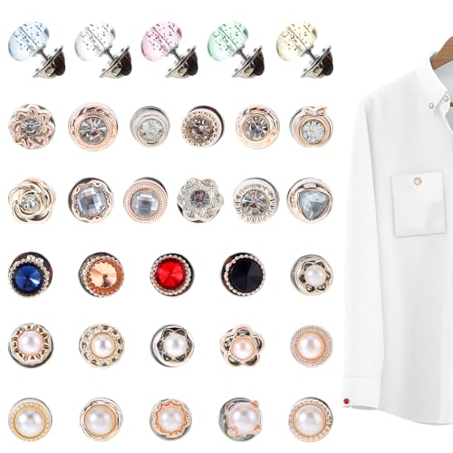 30 st. Bescheiden Pins: Pearl Brooch Cover Up Brooch Pins, Geen Naaiknopen-herbruikbaar, Onzichtbaar voor Blouses, Jurken en meer