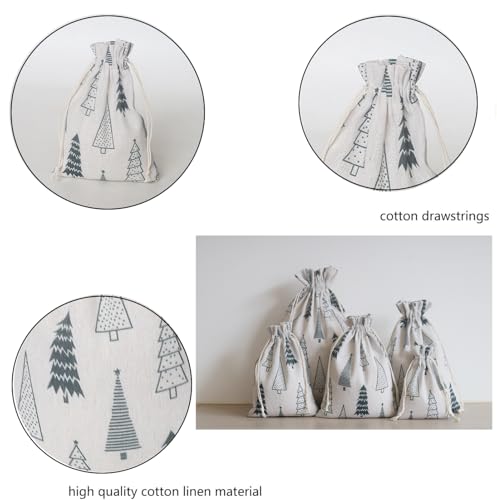 Katoenen zakjes met katoenen koord, linnen zakjes, jute zakjes, cadeauzakjes voor Kerstmis (10 x 14 cm) 3