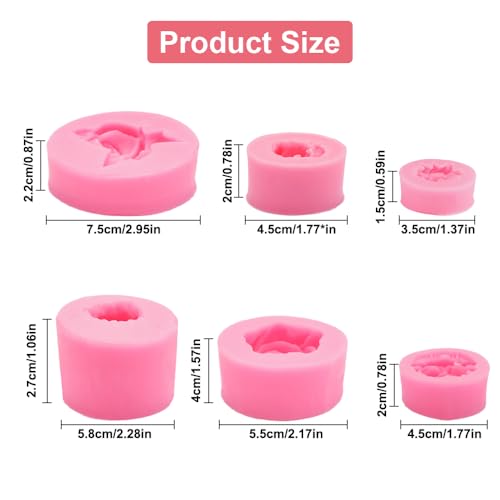 6 stuks 3D Siliconen Floral Shape - Soft Rose en Peony Siliconen mallen voor Fondant, Kaarsen - Easy Detach for DIY Handmade
