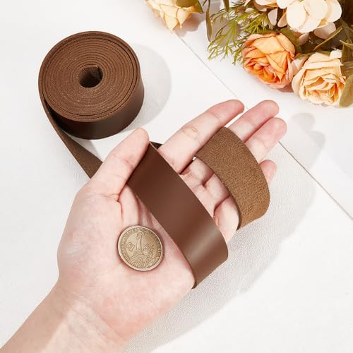 PU lederen armband, 25mm brede platte lederen riemen voor one-sided gereedschap, lederen Strips voor sieraden ambachten, DIY Projecten, kameel 3