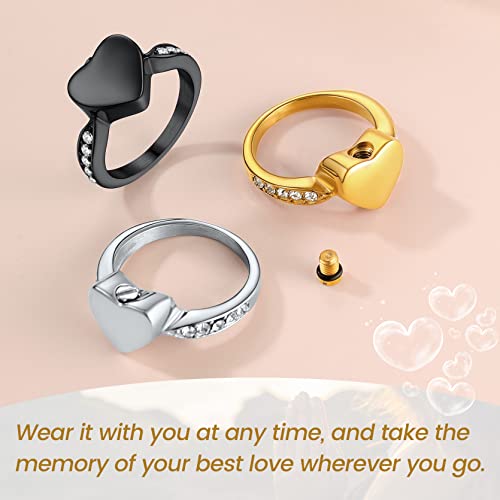 Jewelry Memorial Crematie Urn Ring, Gepersonaliseerde Roestvrij stalen hart Ring met As voor Begrafenis Keepsake Gift Memorial sieraden 5