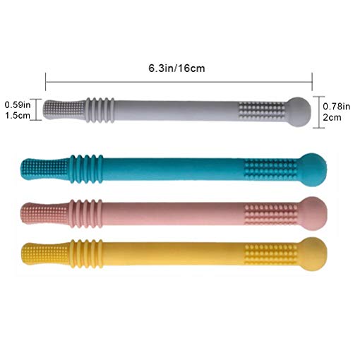 Pak van 4 Holle Teethers Tanden Sensory Kauwspeelgoed voor baby's vanaf 0 maanden, Vernieuwing Resistent, Zachte Textures Molar Rod voor zuigelingen en peuters 3