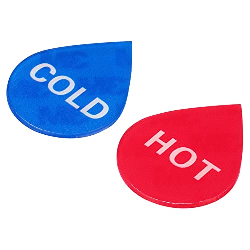 2 Pairs/4 stuks warm koud water lijm Stickers, acryl Drop Shape Stickers, platen voor kranen, bekken, rood blauw
