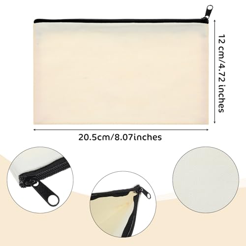 6 stuks blanco katoenen canvas DIY Craft ritstassen, Canvas rits zak, multifunctionele make-up zakken, potlood dozen, Travel Storage (Wit, 20,5 cm x 12 cm)