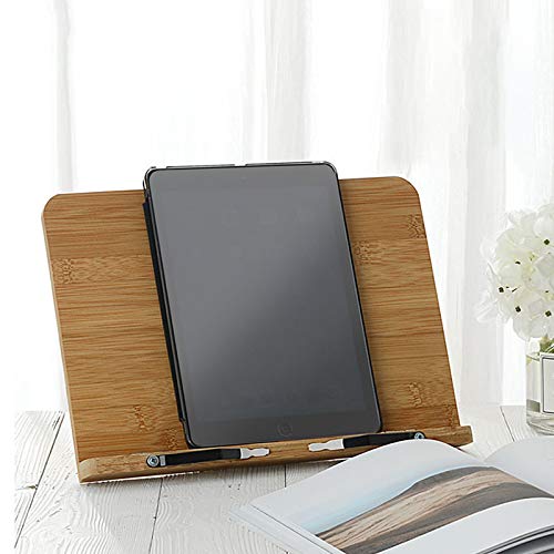 Bamboe Boek Stand, Recept Boekhouder, Verstelbare Hoek, Opvouwbaar, Hout Kleur, Klassieke Stijl, 28 x 20 cm