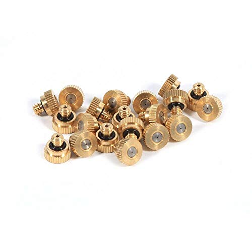 Cooling System Nozzles, 20st Brass Misting Nozzles voor Greenhouse Landscaping Outdoor Cooling Mister System (0,5mm) 3