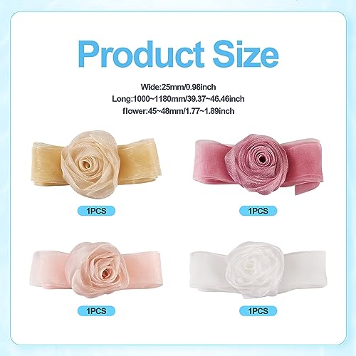 Kleding Bloem Collar Choker Zachte Stof Rose Choker Tie Bloem Ketting Choker voor vrouwen bruid bruiloft partij zomer bloemengordel 4