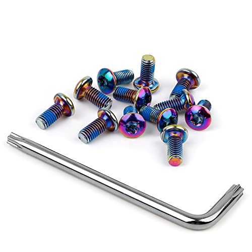 Remschijven Schroeven, Verpakking van 12 fietsschroeven set, M5 × 10 mm, Stoomschroeven met sleutel voor alle soorten fietsen, Mountainbikes