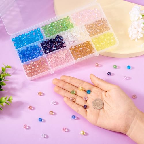 330 st. Facet Rondelle glazen kralen, 8mm Crystal Glazen kralen, Spacer kralen, Galvaniseren en Pearl Plated Glazen Dikke kralen Bulk voor DIY armband sieraden maken 5