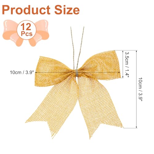10.5cm Mini Burlap Bows for Crafts, 12 stuks Handgemaakte Bows met Bow, Natural Decorative Decoration, Pre-tied Christmas Bow voor Festival, Holiday Party Supplies