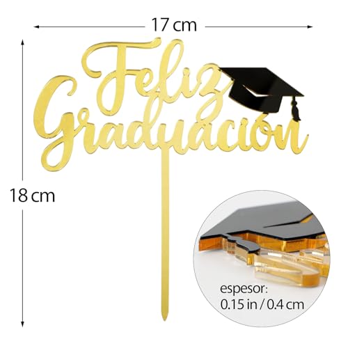 Taart Topper Graduation in Spaans Cake Decoration Feliz Graduación Acryl