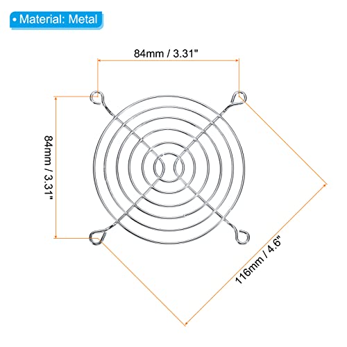 92mm Fan Finger Grill, 4 Pack Metal Grill Protector Guard voor 90X90mm Ventilator beschermhoes DIY, Zilver