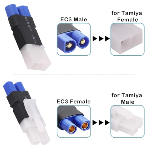 2 paar EC3 adapters vrouwelijke stekker voor Tamiya, vrouwelijke adapter EC3 stekker draad voor Tamiya kaliber 14.5cm voor Lipo lader RC ESC RC auto drones 3