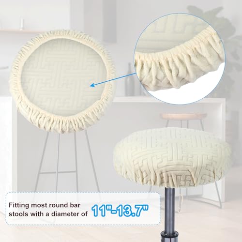 Krukhoes Ronde Elastische Bar Krukhoes Wasbare Kruk Kussen Hoes Stretch Bar Stoel Hoes voor 11-14 Inch Stoelen, Beige 3