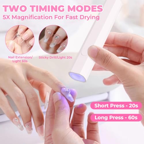 Mini UV-lamp voor Nagels, Mini LED Lamp voor Gel Nails, Portable Nail UV Lamp met statief, 20/60s Timer Modi, oplaadbaar voor Nail Polish, Surface Gel, Nagellijm, Cadeaus voor Vrouwen 3